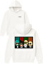 4 Agent Suits Design Printed Oversized White Hooded Sweatshirt