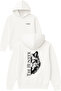 The Hunter Design Printed Oversized White Hooded Sweatshirt