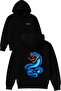 Blue Cobra Design Printed Oversized Black Hooded Sweatshirt