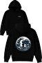 Mermaid Design Printed Oversized Black Hooded Sweatshirt