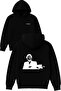 Alpacino Nervous Design Printed Oversized Black Hooded Sweatshirt