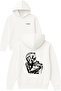 Women's Biker Fast Design Printed Oversized White Hooded Sweatshirt