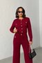 Women's Burgundy Cardigan Pants Top and Bottom Two-Piece Knitwear Set
