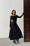 Woman's black midi length suede skirt - 4
