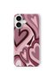 iPhone 17 Compatible Burgundy Heart Pattern Transparent Phone Case