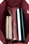 Women's Burgundy Bouquet 3-Compartment Suede Medium Size Lined Snap Closure Hand and Shoulder Bag - 5
