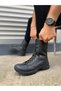 Jy999 Strike Lace-Up Orthopedic Sole Casual Leather Men's Military Boots Cst Black - 3