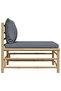 Garden Middle Sofa with Dark Grey Cushions Bamboo - 4