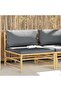Garden Middle Sofa with Dark Grey Cushions Bamboo