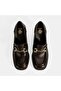 Women's Brown Metal Buckle Detailed Thick Heeled Loafer - 7