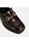 Women's Brown Metal Buckle Detailed Thick Heeled Loafer - 6