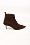 Laceless Zippered Neolite Sole Genuine Leather Thin Heeled Boots 337-2308 Women's Boots - 5