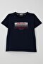 Boy's T-Shirt with Text Printed on the Back, Detailed Print on the Back, Ages 10-16, Navy Blue - 4
