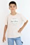 Boy's T-Shirt with Motivational Theme & Back Text Print Detail, Ages 9-16, Beige