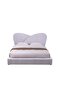 Petal 150x200 Upholstered Queen Bed - White Fabric & Solid Wood, 2-Year Warranty, Stylish Design - 3