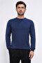Cycling Collar Honeycomb Knit Navy Blue Knitwear Sweater - 2
