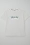 Boy's T-Shirt with Embossed Lettering Print, Ages 9-14, Ecru