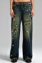 Tw3 Jean Yıldız Arma Detailed Camouflage Belted Women's Palazzo Jeans - 3