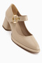 Nana Beige Buckle Heeled Women's Shoes