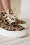 Lauren Women's Hidden Heel White Sole Leopard Sneakers - 7