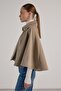 Women's Beige Lined Cashmere Poncho 30048 - 7