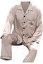 Men Pyjamas Set Nightwear Two-Pieces Velvet Sleepwear Shirt Pants MG16 -Gold - 4