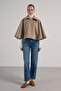 Women's Beige Lined Cashmere Poncho 30048 - 2