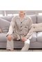Men Pyjamas Set Nightwear Two-Pieces Velvet Sleepwear Shirt Pants MG16 -Gold - 6