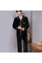 Men Pyjamas Set Nightwear Two-Pieces Velvet Sleepwear Shirt Pants MG16 -Black - 5