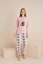 Women's Smile Printed Single Jersey Long Sleeve Pajama Set - 2