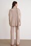 6970 Women's Braided Scarf Bottom-Top Knitwear Set Beige - 6