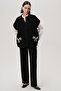 Pocketed Shirt Collar Oversized Knitwear Black Vest - 2