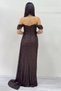 Women's Off-Shoulder Sequin Slit Evening Dress Sea Green, Powder, Black, Red, Navy, Beige - 9