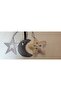 3Pcs Christmas New Year Ornament, Colorful Felt, Embroidered Star, Moon and Plexi Silver Star Moon Set 3 - 3