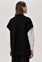 Pocketed Shirt Collar Oversized Knitwear Black Vest - 4