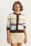 Women's Brown Beige Very Soft Textured Striped Knitwear Cardigan 2499 60283677 - 2