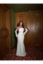 White Satin Sleeve Detailed Stone Printed Dress - 2