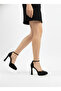 Black Satin Ankle-Tied Platform Chunky Heel Stiletto Evening Dress Shoes 11.5cm - 2