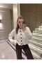 Women's White Button Detailed Knitwear Cardigan