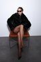 Black Faux Fur Women's Jacket