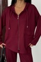 Women's Asymmetrical Cut Hooded Pocket Detailed Comfortable Modal Set - 5