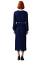 Women's Double-Breasted Collar Pleated A-Line Chiffon Maxi Dress with Lining and Belt Long Sleeves Offers Elegance - 4