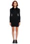 Black Women's Bodycon Knitwear Mini Dress Zippered Polo Neck Long Standard Sleeve Faux Fur Detail - 3