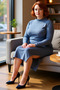 Women's Bodycon Cutout Solid Pattern Mock Neck Long Sleeve Midi Slit Knitted Dress Winter Collection - 2