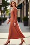 Women's Shift Dress Maxi Length Balloon Sleeve Lace-Up Aerobin Woven Crew Neck Dress Casual Chic