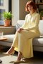Women's a Line 100% Acrylic Ribbed Knit Maxi Dress with Polo Neck and Metal Buttons Hijab Winter Wear - 2