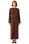 Women's Brown A-Line Maxi Hijab Knitted Dress Stylish and Comfortable Ideal Choice for Daily Use - 3