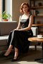 Women's Skater Fit Midi Length Satin Woven Square Neck Cocktail Chic Homecoming Dress with Thick Straps - 2
