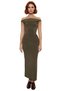 Women's Khaki Carmen Collar Bodycon Maxi Dress Stylish and Modern Design for Special Occasions Fashion Forward - 3