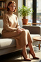 Women's Special Plain Pattern Turtleneck Midi Knit Dress Comfortable and Stylish Choice for Winter Months Quality - 2